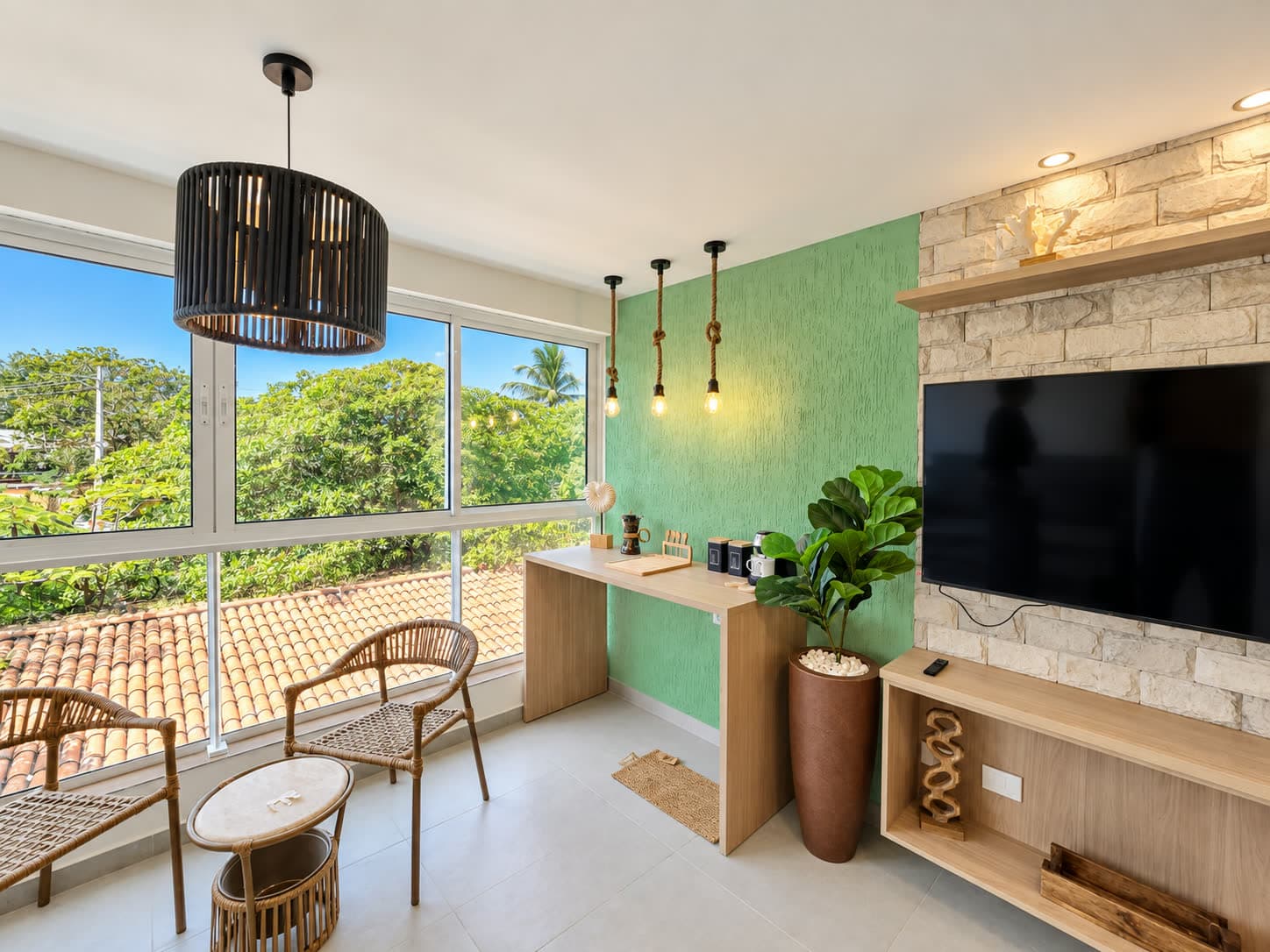Flat decorado e mobiliado após a montagem